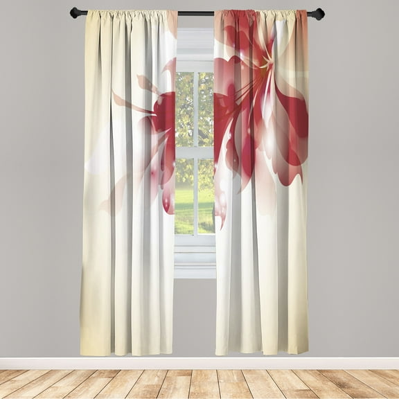 Ambesonne Abstract Curtains, Gradient Toned Flowers Art, Pair of 28"x63", Pale Yellow