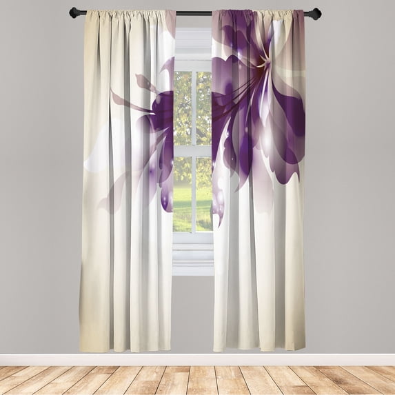 Ambesonne Abstract Curtains, Gradient Toned Flowers Art, Pair of 28"x63", Quartz Cream