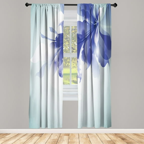 Ambesonne Abstract Curtains, Gradient Toned Flowers Art, Pair of 28"x84", Dark Violet