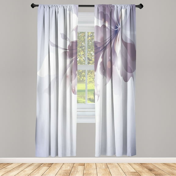 Ambesonne Abstract Curtains, Gradient Toned Flowers Art, Pair of 28"x84", Lavender Blue