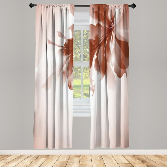 Ambesonne Abstract Curtains, Gradient Toned Flowers Art, Pair of 28"x84", Pale Redwood