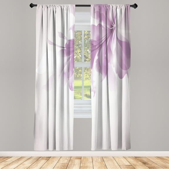 Ambesonne Abstract Curtains, Gradient Toned Flowers Art, Pair of 28"x84", Pale Rose