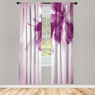 Ambesonne Abstract Curtains, Gradient Toned Flowers Art, Pair of 28"x95", Purple Blush