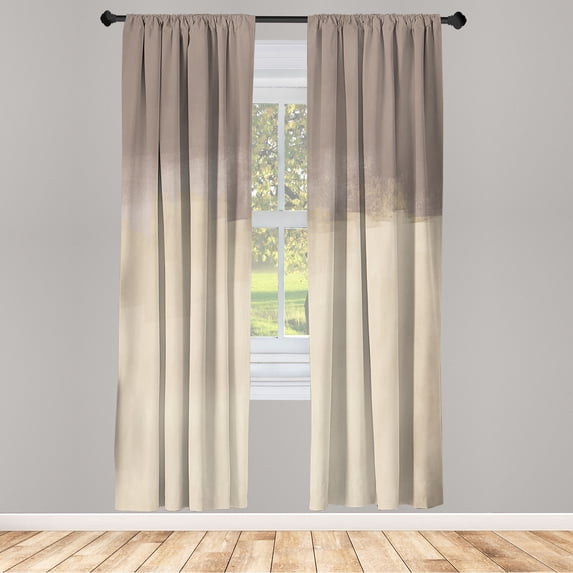Ambesonne Abstract Curtains, Grunge Style Painting Art, Pair of 28"x84", Cocoa Beige