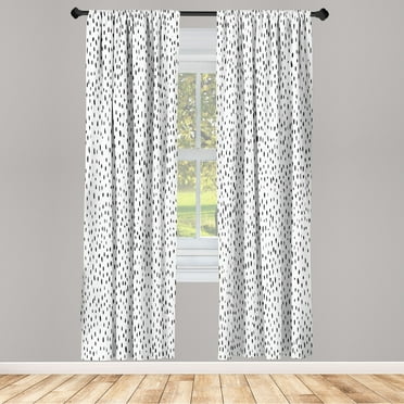Ambesonne Abstract Curtains, Grunge Vertical Strokes, Pair of 28"x63", Black and White