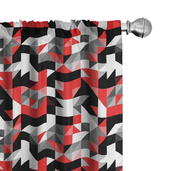 Ambesonne Abstract Curtains, Half Triangles Square Art, Pair of 28"x63", Charcoal Grey White