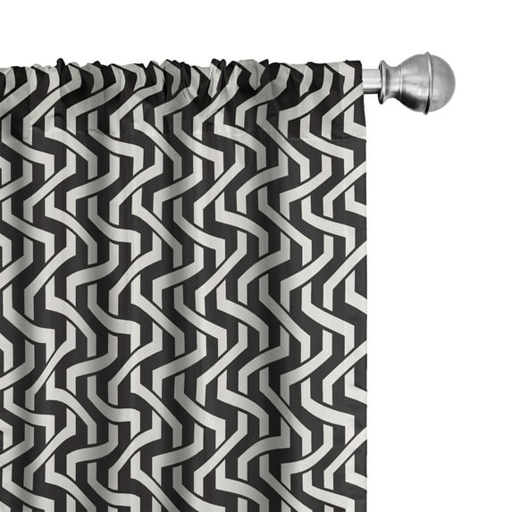 Ambesonne Abstract Curtains, Modern Chevron Stripes, Pair of 28"x95", Charcoal Grey Eggshell