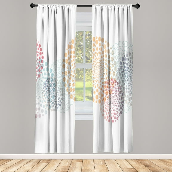 Ambesonne Abstract Curtains, Modern Cool Surreal Design, Pair of 28"x95", Pale Peach