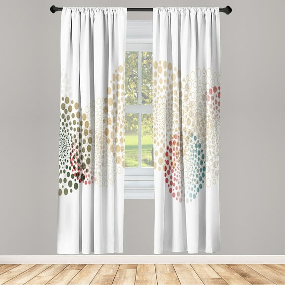 Ambesonne Abstract Curtains, Modern Design Surreal Dots, Pair of 28"x63", Champagne White