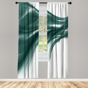 Ambesonne Abstract Curtains, Modern Smooth Lines Rays, Pair of 28"x63", Dark Teal