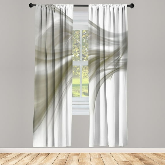 Ambesonne Abstract Curtains, Modern Smooth Lines Rays, Pair of 28"x63", Pale Sepia