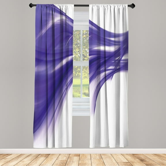 Ambesonne Abstract Curtains, Modern Smooth Lines Rays, Pair of 28"x84", Blue Violet