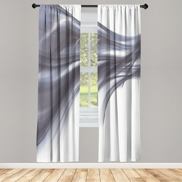Ambesonne Abstract Curtains, Modern Smooth Lines Rays, Pair of 28"x84", Pale Eggplant