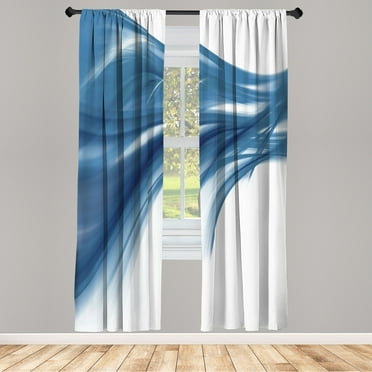 Ambesonne Abstract Curtains, Modern Smooth Lines Rays, Pair of 28"x84", Sea Blue