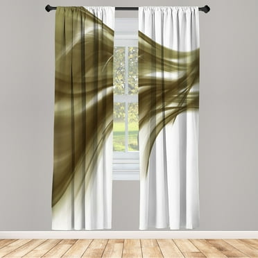 Ambesonne Abstract Curtains, Modern Smooth Lines Rays, Pair of 28"x84", Sepia White
