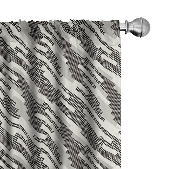 Ambesonne Abstract Curtains, Modern Squares Stripes, Pair of 28"x84", Cream Pale Grey Black