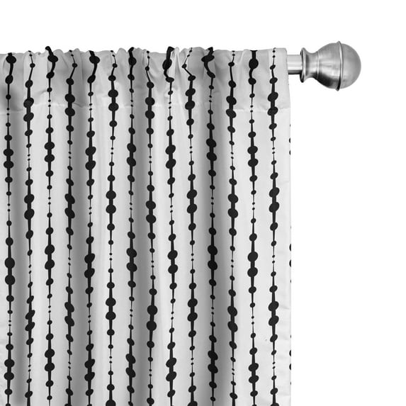Ambesonne Abstract Curtains, Monochrome Lines Dots, Pair of 28"x84", Black White
