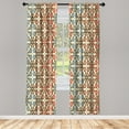 thumbnail image 1 of Ambesonne Abstract Curtains, Mosaic Look Cultural Motif, Pair of 28"x63", Beige Multicolor, 1 of 2