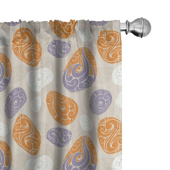 Ambesonne Abstract Curtains, Ornate Spring Motifs, Pair of 28"x63", Orange Mauve Beige