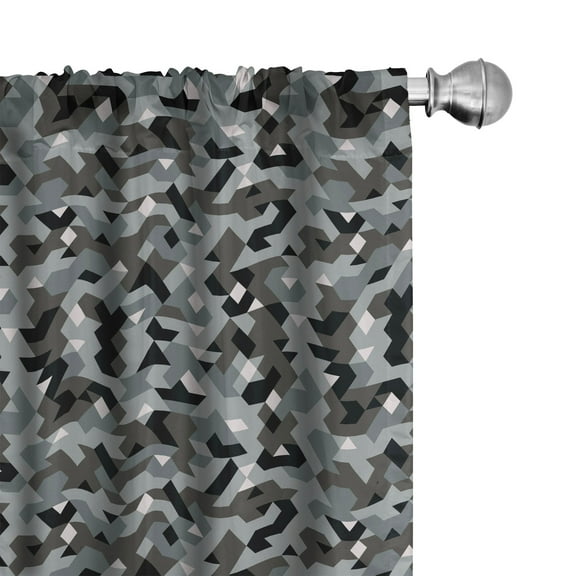 Ambesonne Abstract Curtains, Pixel Art Illustration, Pair of 28"x63", Grey Black Pale Grey