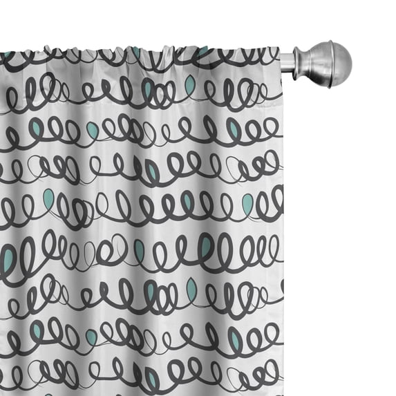 Ambesonne Abstract Curtains, Random Curly Stripes, Pair of 28"x63", Dark Taupe Pale Blue