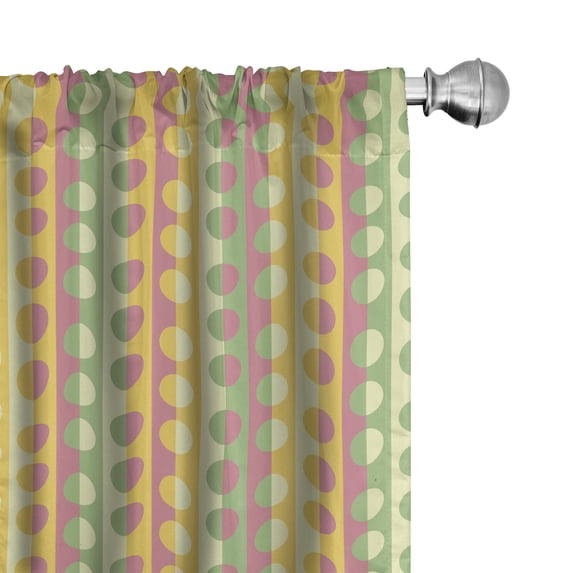 Ambesonne Abstract Curtains, Retro Geometric Stripe, Pair of 28"x84", Multicolor