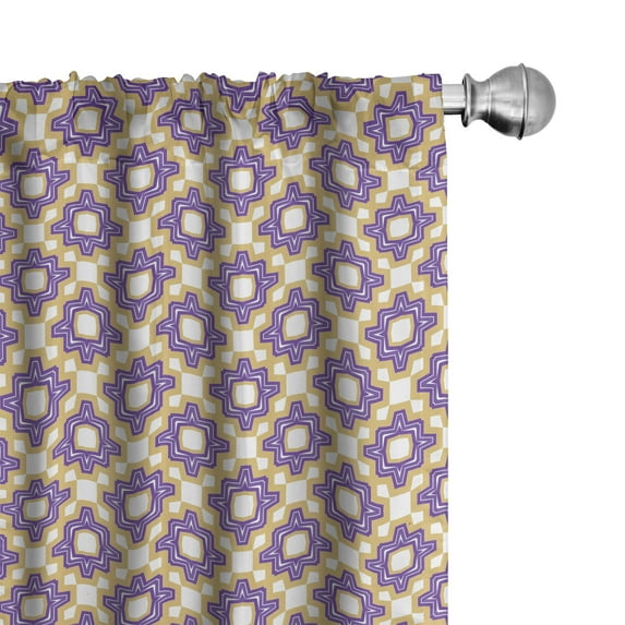 Ambesonne Abstract Curtains, Retro Mosaic Art, Pair of 28"x95", Blue Violet Pale Camel