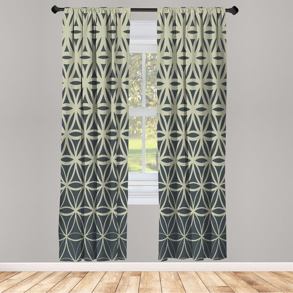 Ambesonne Abstract Curtains, Retro Ombre Pattern Print, Pair of 28"x63", Grey Teal