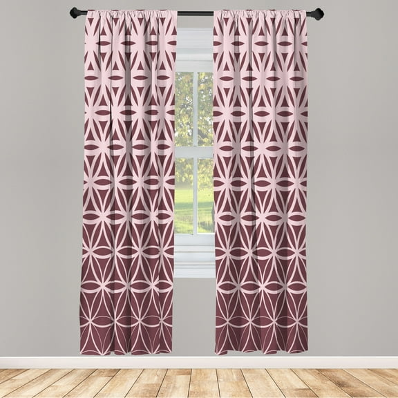 Ambesonne Abstract Curtains, Retro Ombre Pattern Print, Pair of 28"x63", Mauve Taupe