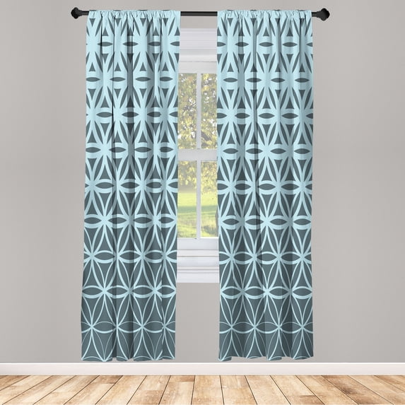 Ambesonne Abstract Curtains, Retro Ombre Pattern Print, Pair of 28"x84", Almond Green
