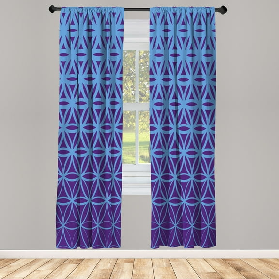 Ambesonne Abstract Curtains, Retro Ombre Pattern Print, Pair of 28"x95", Blue Violet