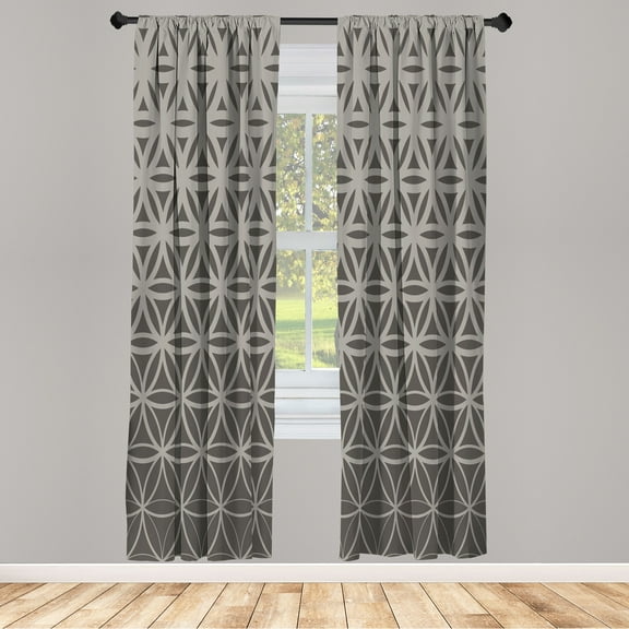 Ambesonne Abstract Curtains, Retro Ombre Pattern Print, Pair of 28"x95", Charcoal Grey