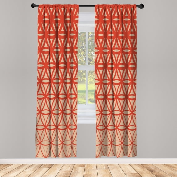 Ambesonne Abstract Curtains, Retro Ombre Pattern Print, Pair of 28"x95", Dark Salmon
