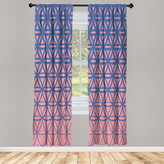 Ambesonne Abstract Curtains, Retro Ombre Pattern Print, Pair of 28"x95", Violet Blue
