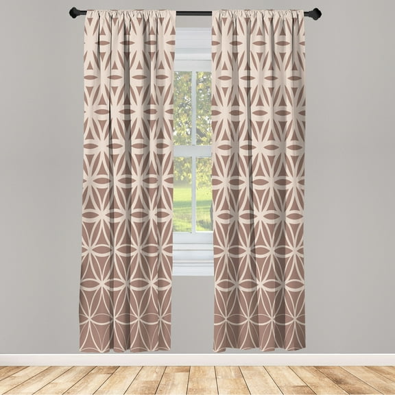 Ambesonne Abstract Curtains, Retro Ombre Pattern Print, Pair of 28"x95", Warm Taupe