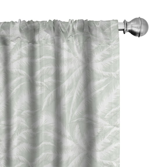 Ambesonne Abstract Curtains, Sketchy Palm Jungle, Pair of 28"x84", Green and White