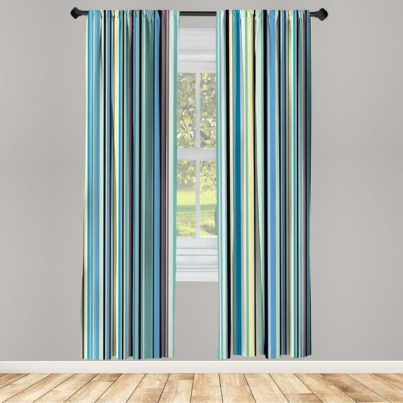 Ambesonne Abstract Curtains, Stripes Pattern Funky Art, Pair of 28"x63", Seafoam Mauve