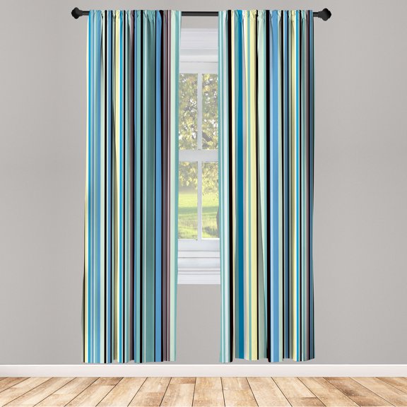 Ambesonne Abstract Curtains, Stripes Pattern Funky Art, Pair of 28"x84", Seafoam Mauve