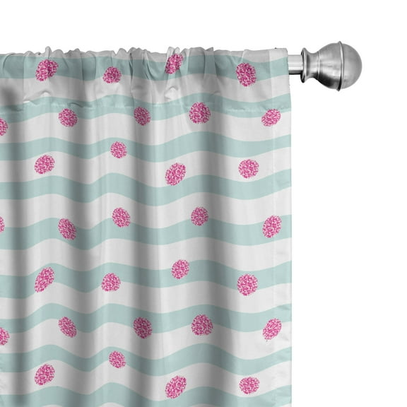 Ambesonne Abstract Curtains, Stripes and Round Blobs, Pair of 28"x63", Pale Seafoam Pink