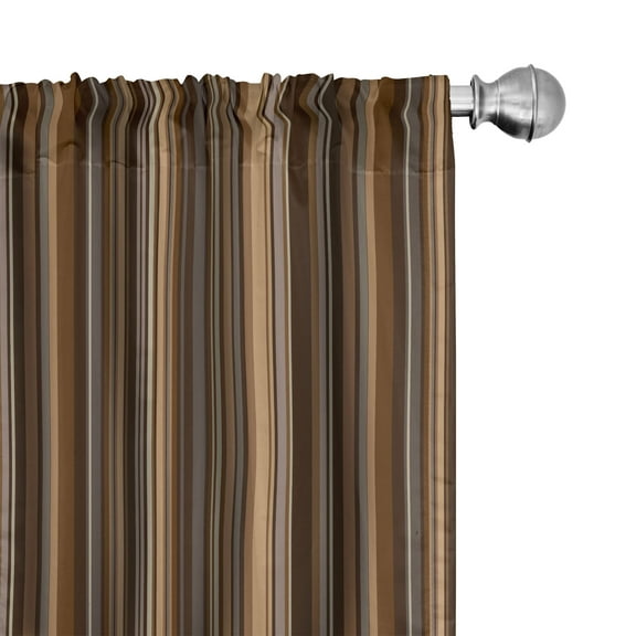 Ambesonne Abstract Curtains, Vertical Color Lines, Pair of 28"x63", Pale Caramel Chocolate