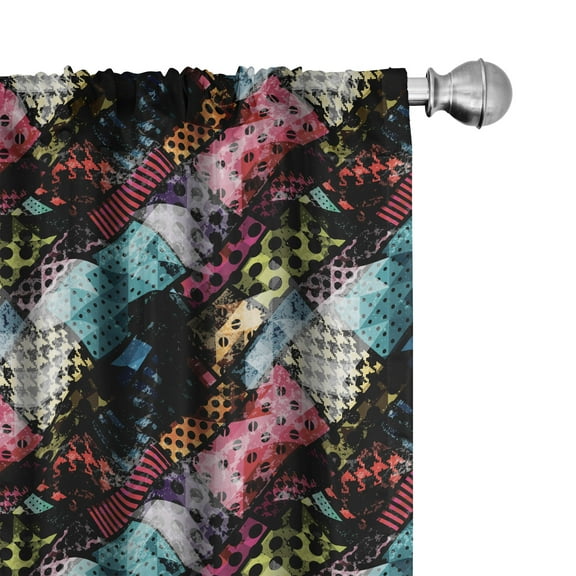 Ambesonne Abstract Curtains, Vibrant Traditional, Pair of 28"x84", Multicolor