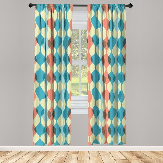 Ambesonne Abstract Curtains, Vintage Colors Fifties, Pair of 28"x84", Multicolor
