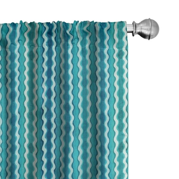 Ambesonne Abstract Curtains, Wavy Stripe Pattern, Pair of 28"x84", Aqua Blue Turquoise