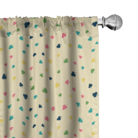 Ambesonne Abstract Curtains, Whimsical Shapes Pattern, Pair of 28"x95", Pastel Pink Teal and Cream