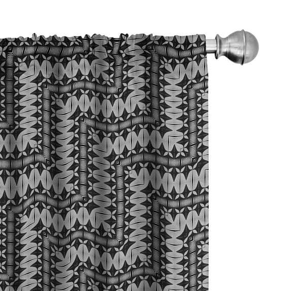 Ambesonne Abstract Curtains, Wrapping Bitonal Zigzags, Pair of 28"x63", Charcoal Grey Pale Grey