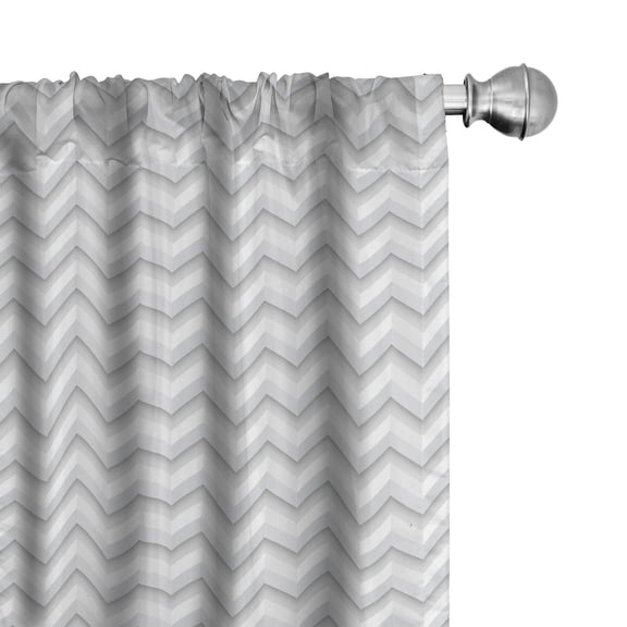 Ambesonne Abstract Curtains, Zig Zag Chevron Motif, Pair of 28"x84", Pale Grey White