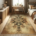 thumbnail image 1 of Ambesonne Abstract Decorative Rug Carpet, Earth Tone Futurist Cubes, 2' 5" x 5', Dark Mustard Peach, 1 of 5