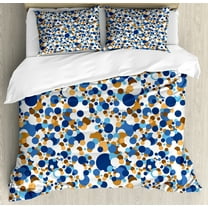 Ambesonne Abstract Duvet Cover Set, Bubble Retro, Calking, Sky Blue Cinnamon