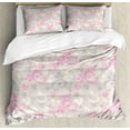 thumbnail image 1 of Ambesonne Abstract Duvet Cover Set, Curvy Twigs with Blossoms, Queen, Pale Tan Pale Pink, 1 of 3