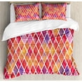 thumbnail image 1 of Ambesonne Abstract Duvet Cover Set, Diamond Shapes Mosaic, 2-Calking, Orange Purple Pink, 1 of 7